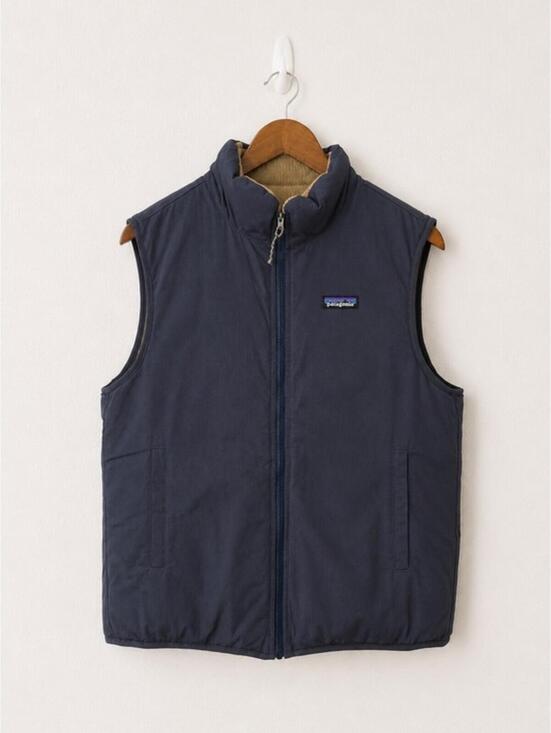 Patagonia Jackets & Blazers - Patagonia Reversible Insulated Corduroy Puffer Vest Navy Beige Unisex S/M
